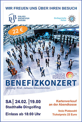 Banner 24.02.2024 Benefizkonzert des Polizeiorchesters Bayern in Dingolfing