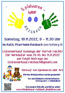 Banner Spielwarenbasar in Reisbach 