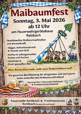 Banner Maibaumaufstellen am Feuerwehr Gerätehaus