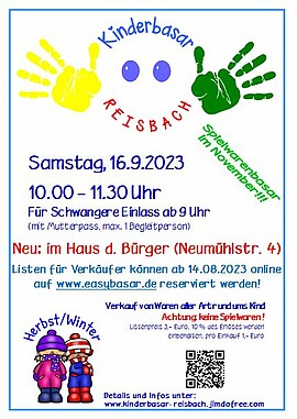 Banner Kinderbasar in Reisbach Herbst/Winter