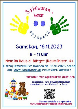 Banner Spielwarenbasar in Reisbach 