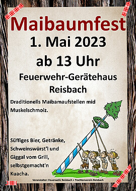 Banner Maibaumaufstellen am Feuerwehr Gerätehaus